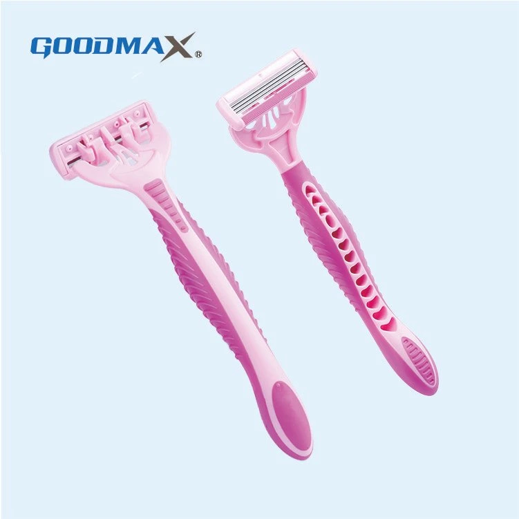 Rubber Handle Stainless Steel Four Blade Disposable Razor (SL-5011)