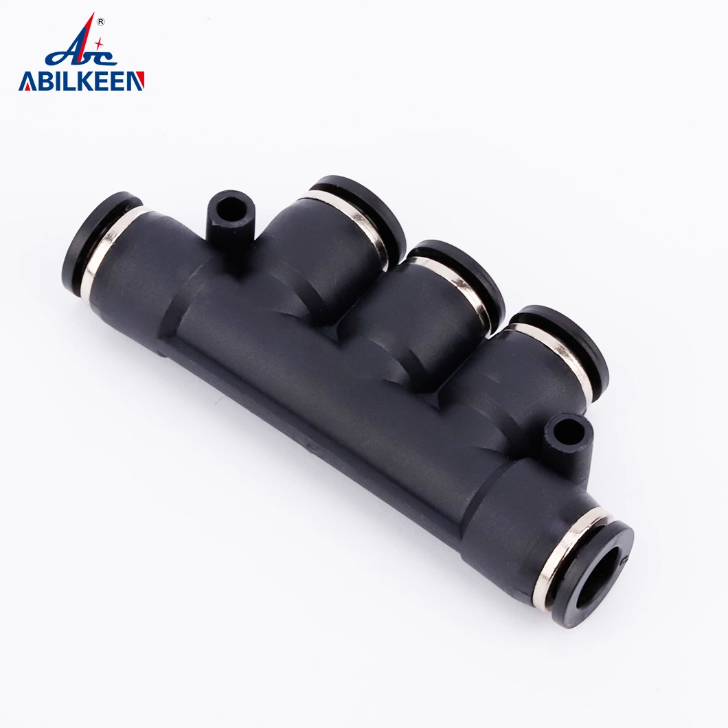 Plastic Pk 5 Throughs Pipe Push to Connect PU Tube Flow Control Pneumatic Fittings Quick Connector