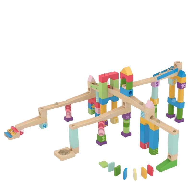 Ensemble de blocs de course en marbre de jouets en bois