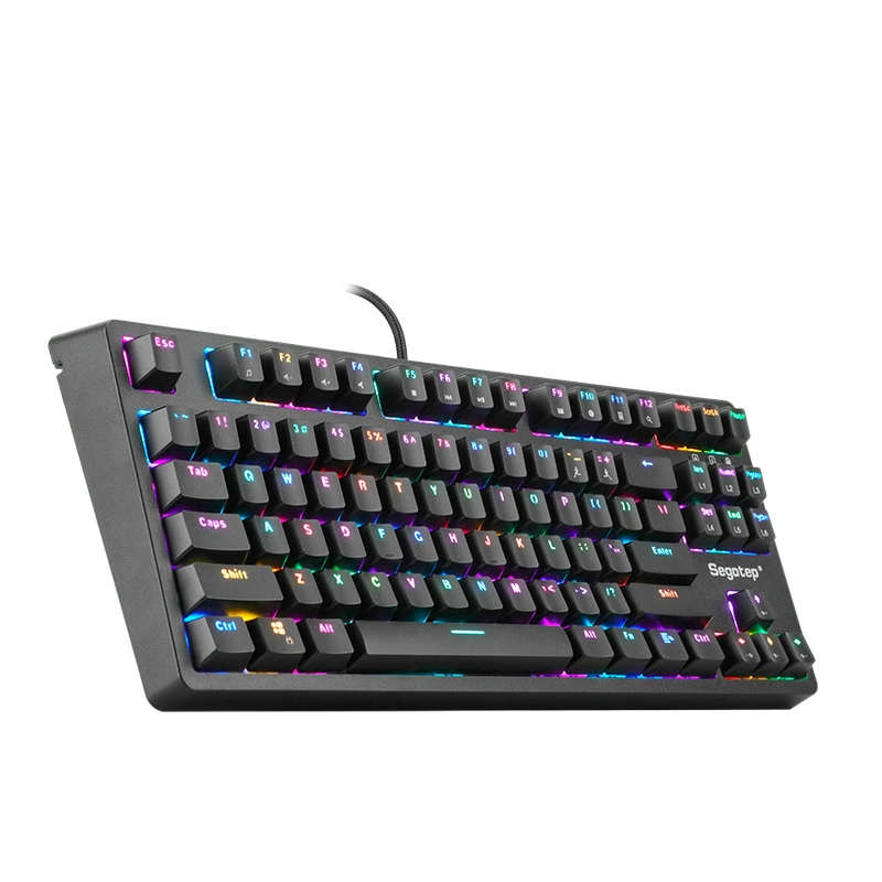 RGB-Gaming-Tastatur mit Hintergrundbeleuchtung, mechanisch, kabelgebunden, 87 Tasten Kompakt