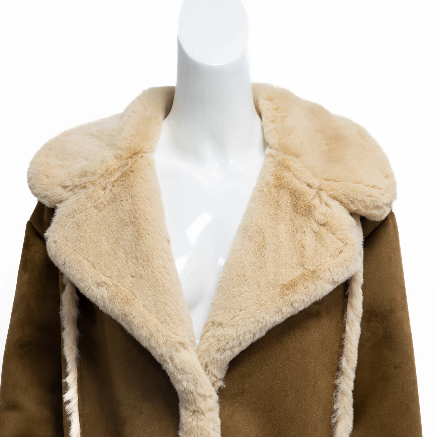 Women Winter Fur Coat Faux Leather Fashion Clothes Jacket with Lapel Collar