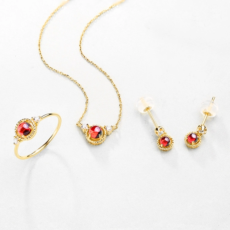 Fashion Women Gold Gemstone Earrings Luxury Mozambique Garnet Earrings for Parties