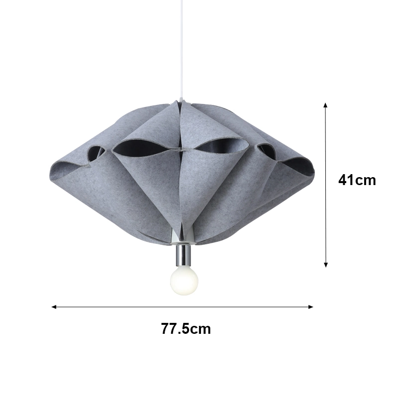 High Quality Nordic Luxury Hotel Decorative Modern Acoustic Ceiling Felt Pendant Light Thermoforming Pet Felt Lamps Lampshade Frame Manufacturers