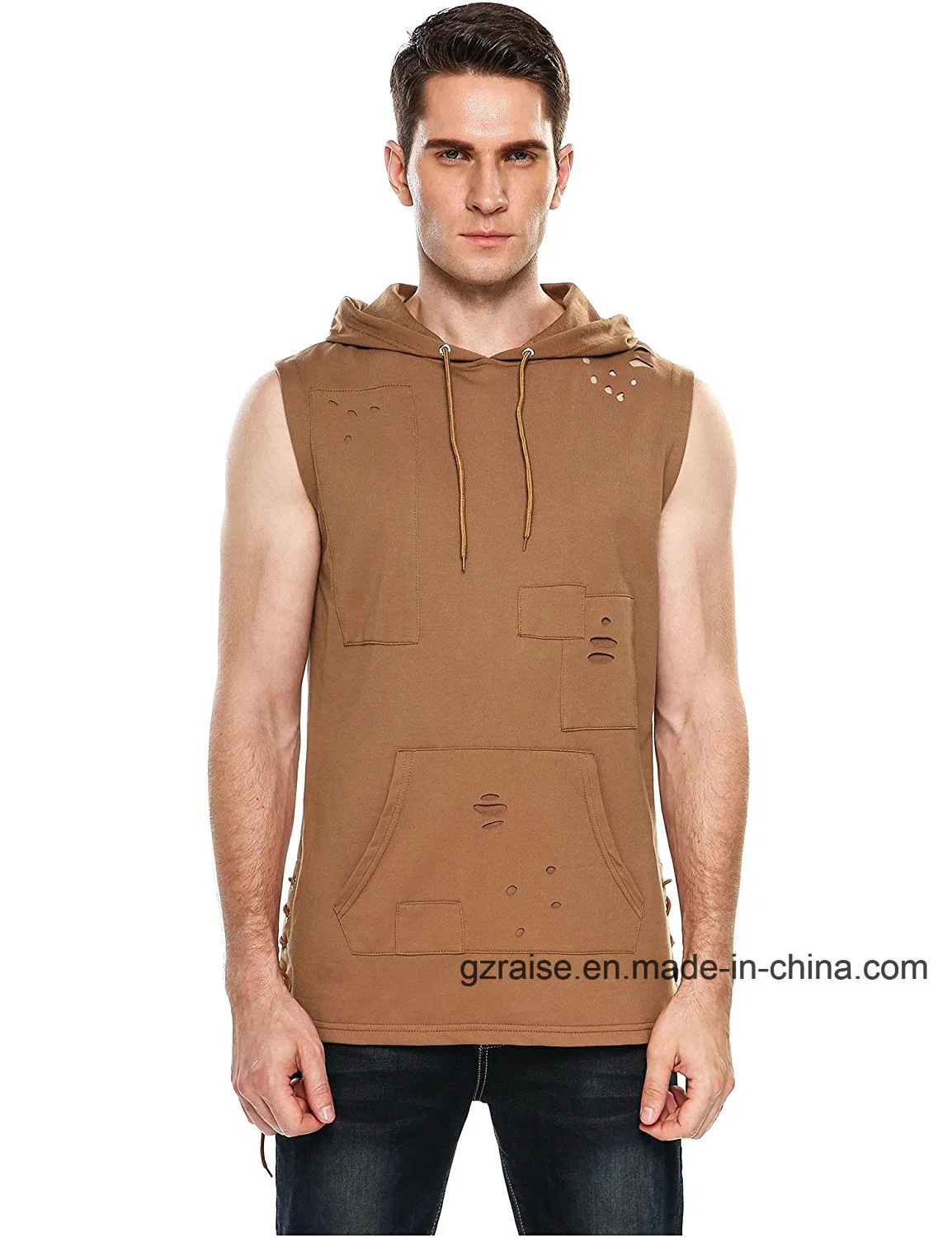 OEM New Design Men's Sleeveless Fashion Hooded Casual Tank Top