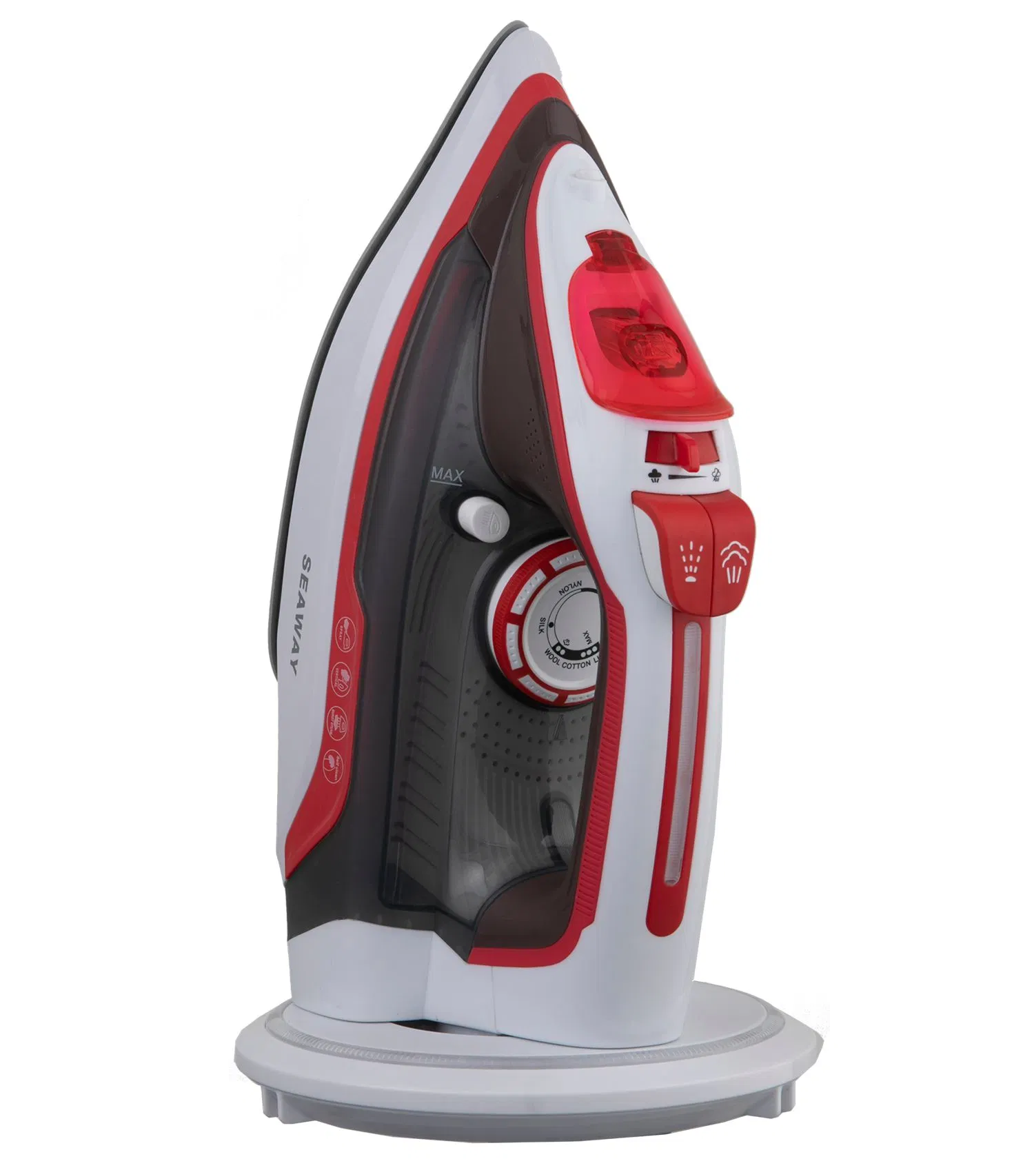 360-Degree Charging Base Cordless Steam Iron with Round Blue LED Light on Base