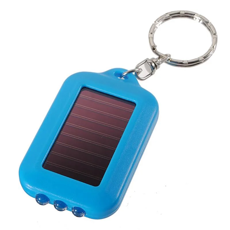 3 LED Solar Panel Energy Flashlight Torch Lamp Keychain for Promotion