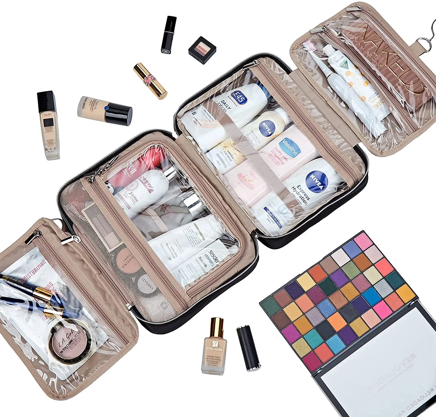 Hängende Reise Körpertasche sichtbare Make-up Organizer Make-up-Fall für Reiseaccessoires Dusche Im Bad