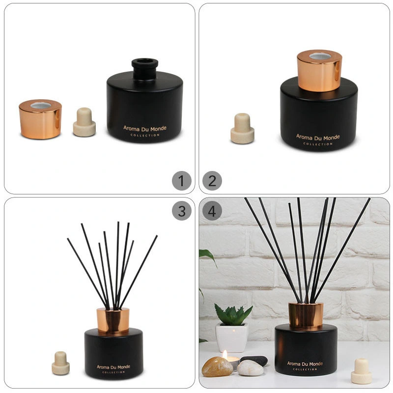 Beste Qualität New Black Luxus Reed Diffusor mit Rose Lids Raumdekoration Guter Reed Diffusor