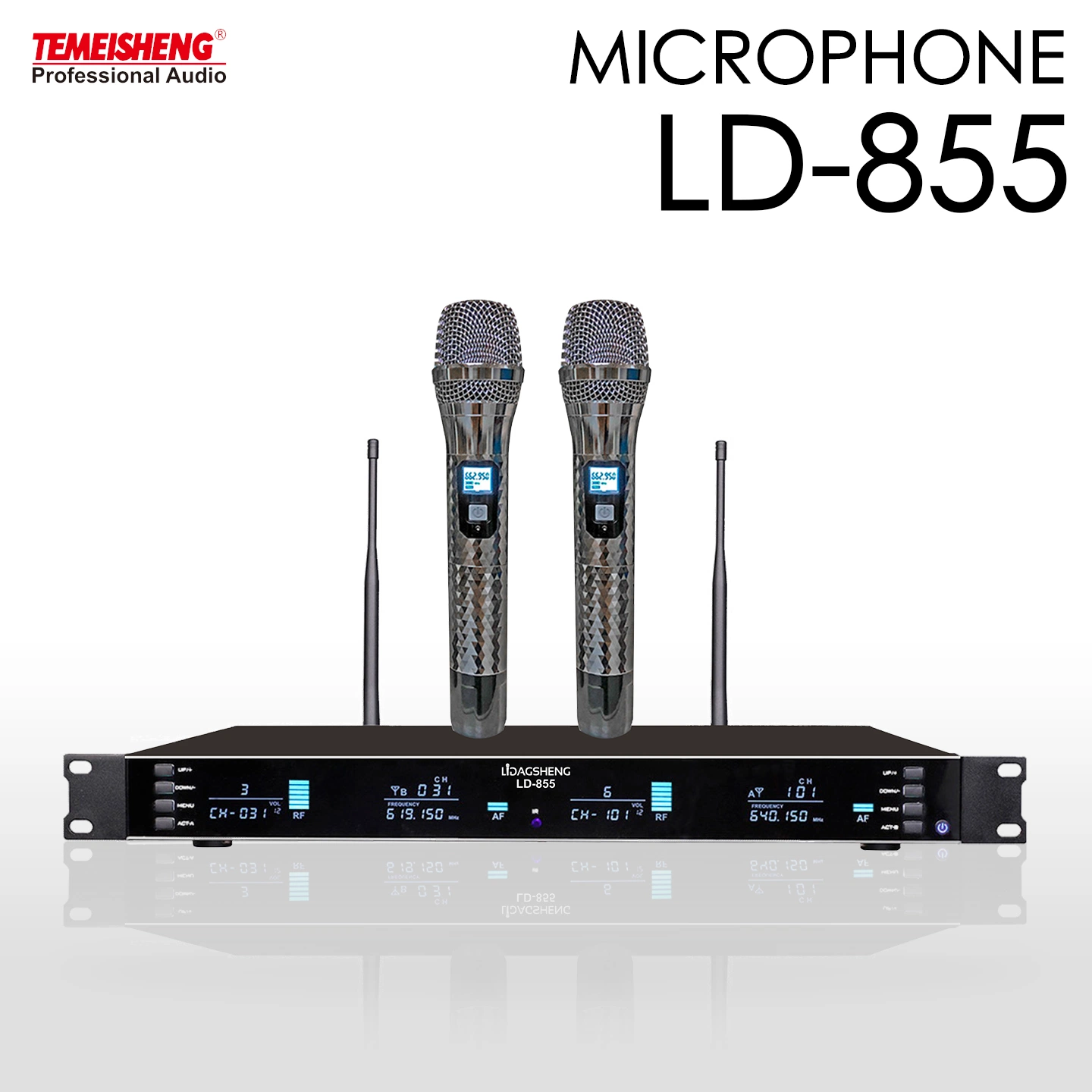 Microfone sem fios Temeisheng LD-855 UHF 2in1