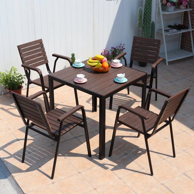 Outdoor Furniture Plastic Wood Composite Outdoor Garden Balcony Bask in Waterproof Outdoor Leisure Garden Chairs and Tables