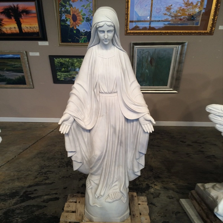 Religious Statue Hand Carved White Marble Large Outdoor Virgin Mary Statues