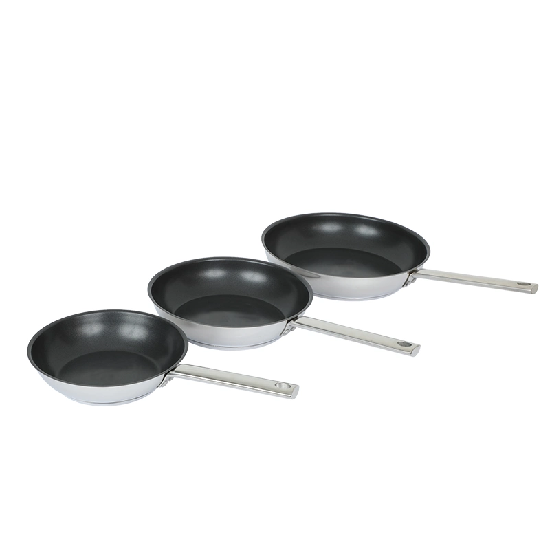 3 PCS Non Stick 3in1 Multi Function Breakfast Maker Frying Pan 24cm Open 3-Ply Stainless Steel Cookware Fry Pan