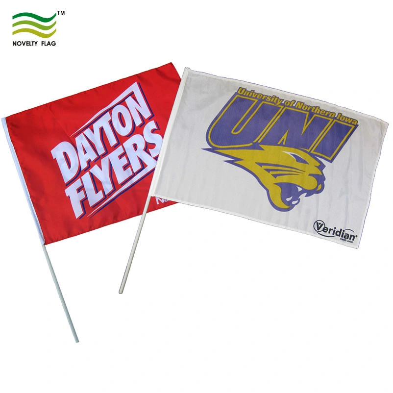 Custom Hand Waving Polester Flag with Plastic Pole Digital Printing Decorative (NF10F01004)