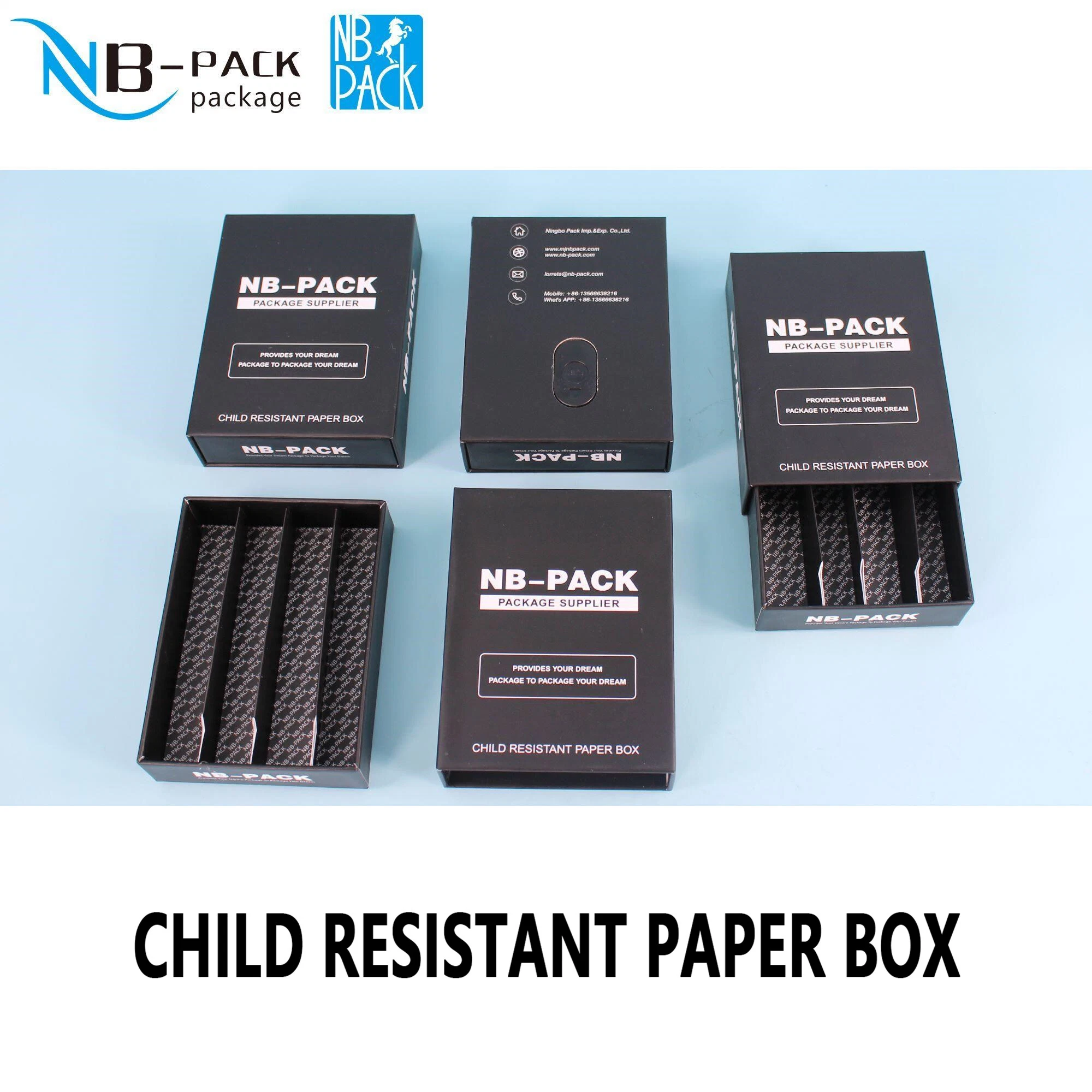 Child Resistant Paper Pre Roll Gift Box up and Bottom with Lid Custom Stand up Box Luxury Box Packaging