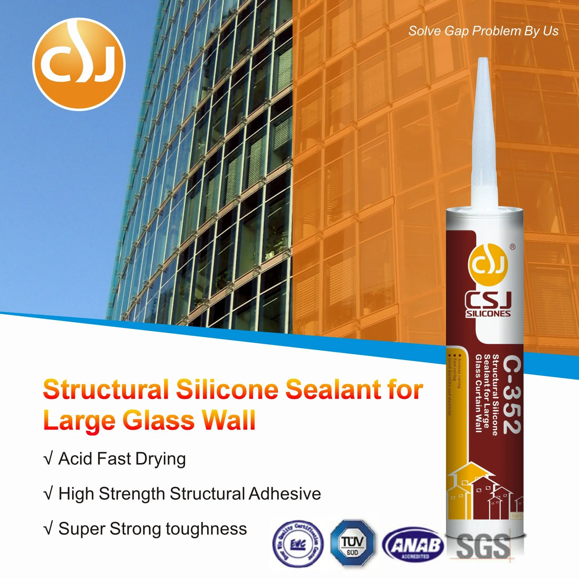 Long Time Use Acid Silicone Products Sealant for Big Glass Wall