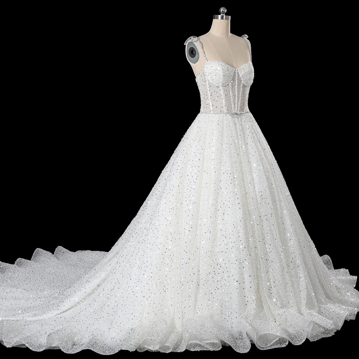 Yc522 Heißer Verkauf Temperament Braut Strapsenträger Prinzessin Lange Schwanz Hochzeit Kleid