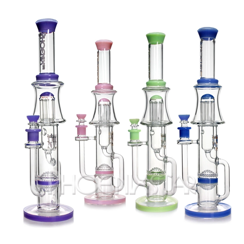 Phoenix Star Hookah Shisha 18 Inches Big Size Reinforced 10 Arm Perc Mixed Colors Glass Recycler Smoking Set Water Pipe China Wholesale/Supplier