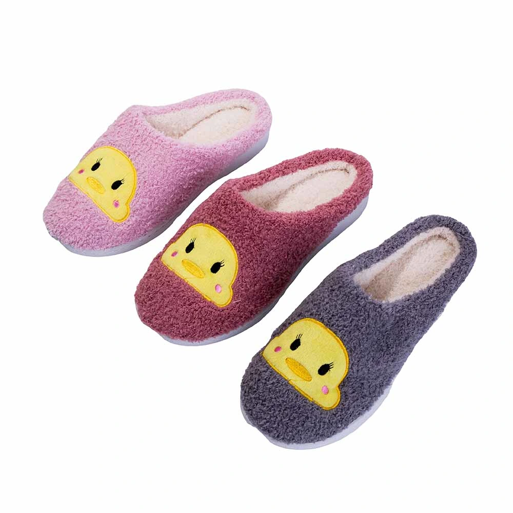 Women Teddy Curly Wool Plush Indoor Winter Home Cotton Cartoon Duck Slippers