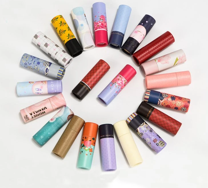 Portable Sealed Cosmetics Round Paper Tube Laminated Color Printing Mini Lipstick Gift Paper Cans