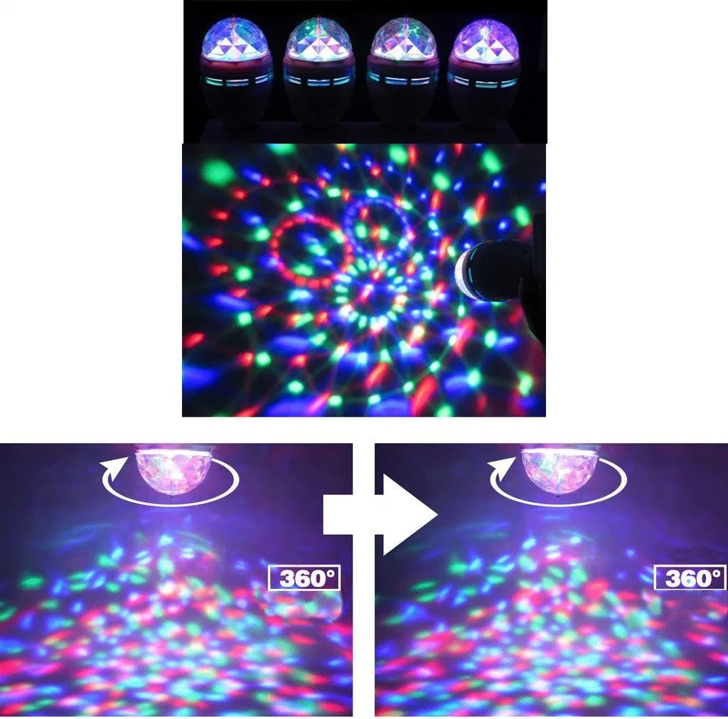 Colorido Auto Rotating RGB bombilla LED Smart Stage Light Party Lámpara disco Crystal Magic Ball Club DJ luces Lotus girando Lámpara