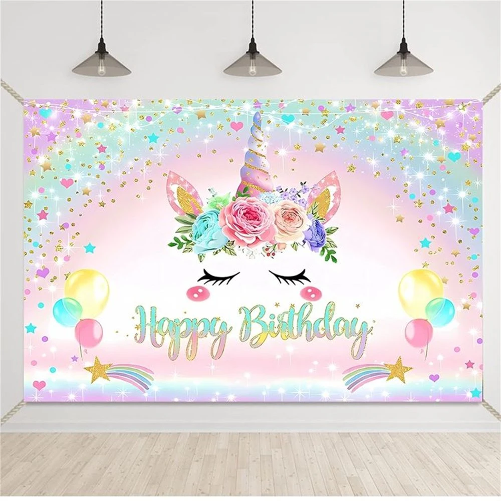 Unicorn Baby Birthday Wall fundo decorações festa fornecimento