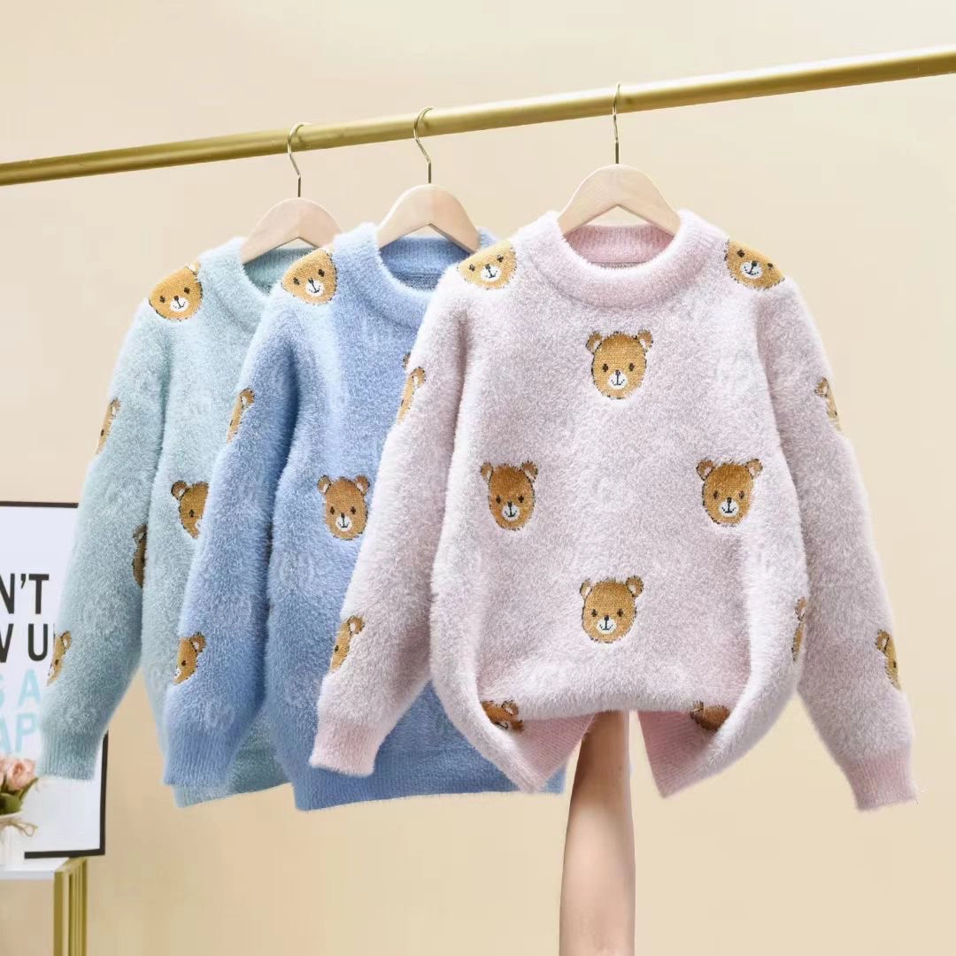 2023 New Ultra Soft Winter/ Fall Boy's/ Girl's/ Kid's Premium Cotton Apparel Round Neck Long Sleeve Pull Over Lovely Sweater Heavy Garment Custom Clothing