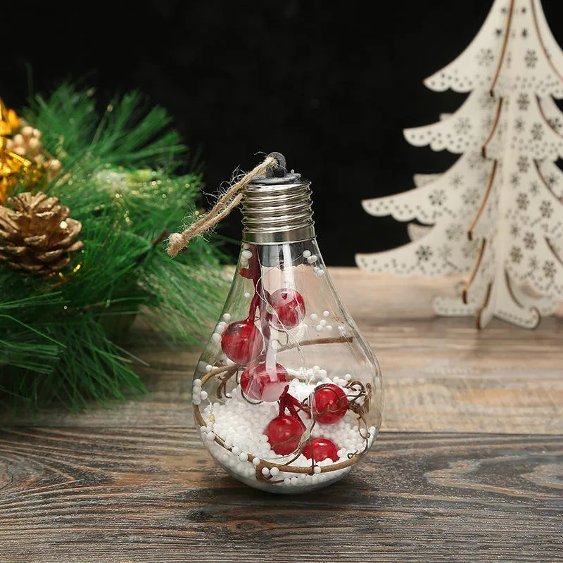 Pendant Ornaments LED Transparent Festival Light Ball with Built-in Snowflakes Pine Leaves Small Balls for Christmas Decoration