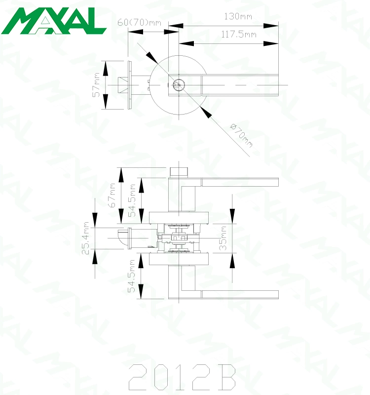 Maxal Zinc Alloy Square Heavy Duty Tubular Split Type Door Lever Handle