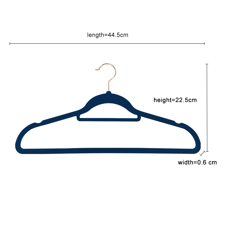 Manufacturer Wholesale/Supplier 38cm Navy Blue Coat 50 Pack Velvet Hangers for Cloths