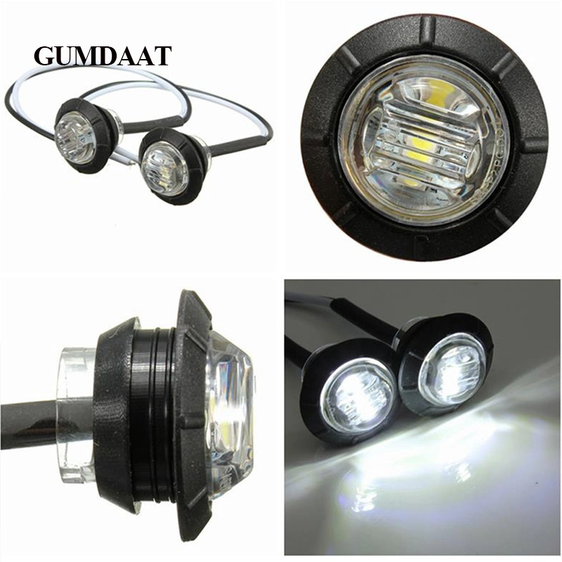 White Side Bulb 12V 24V Car Truck Lorry Round LED Bullet Button Side Mini Marker Lights Lamp