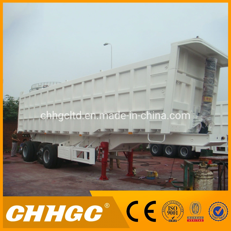 Open Top Container Van Type Dump Semi Trailer Rear Tipping Trailer for Construction Project