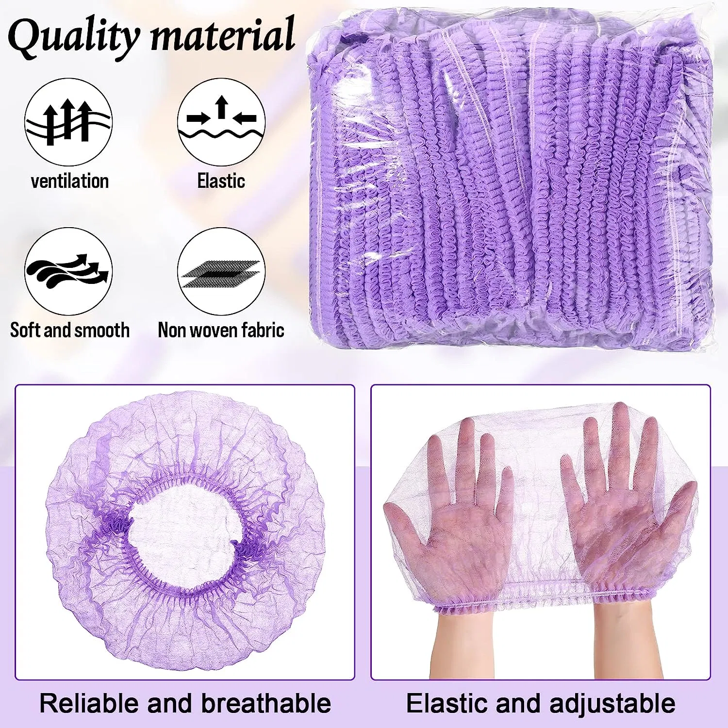 Disposable Nonwoven Bouffant Caps Hair Net for Hospital Salon SPA Catering and Dust-Free Workspace