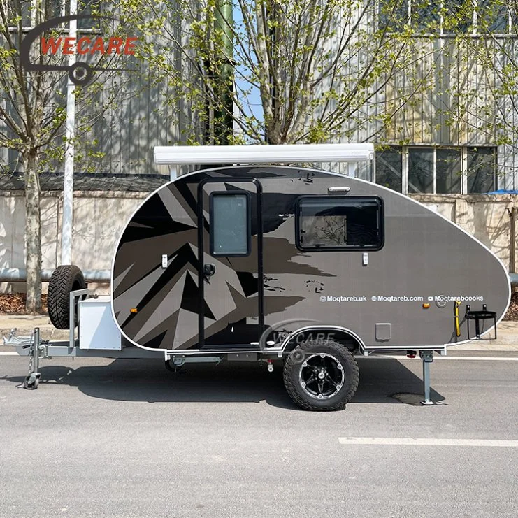 Onlywe Luxury Small Lightweight Teardrop Camper Trailer Mini Caravan with Tent