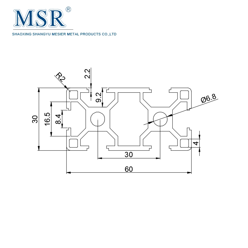 China Manufacturer Customized Black/Silver Stock 30X60mm 6105 6063 6061 Anodized T Slot Industrial Extruded Aluminium Extrusion Profile in 2040 2550 3060 4080