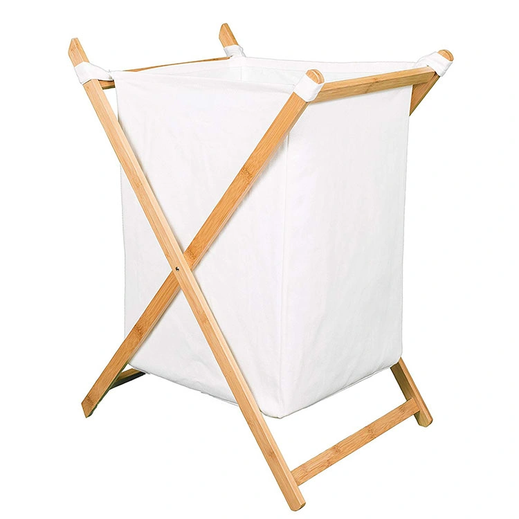 Foldable Cotton Bamboo X-Shaped Washable Cloth Laundry Basket