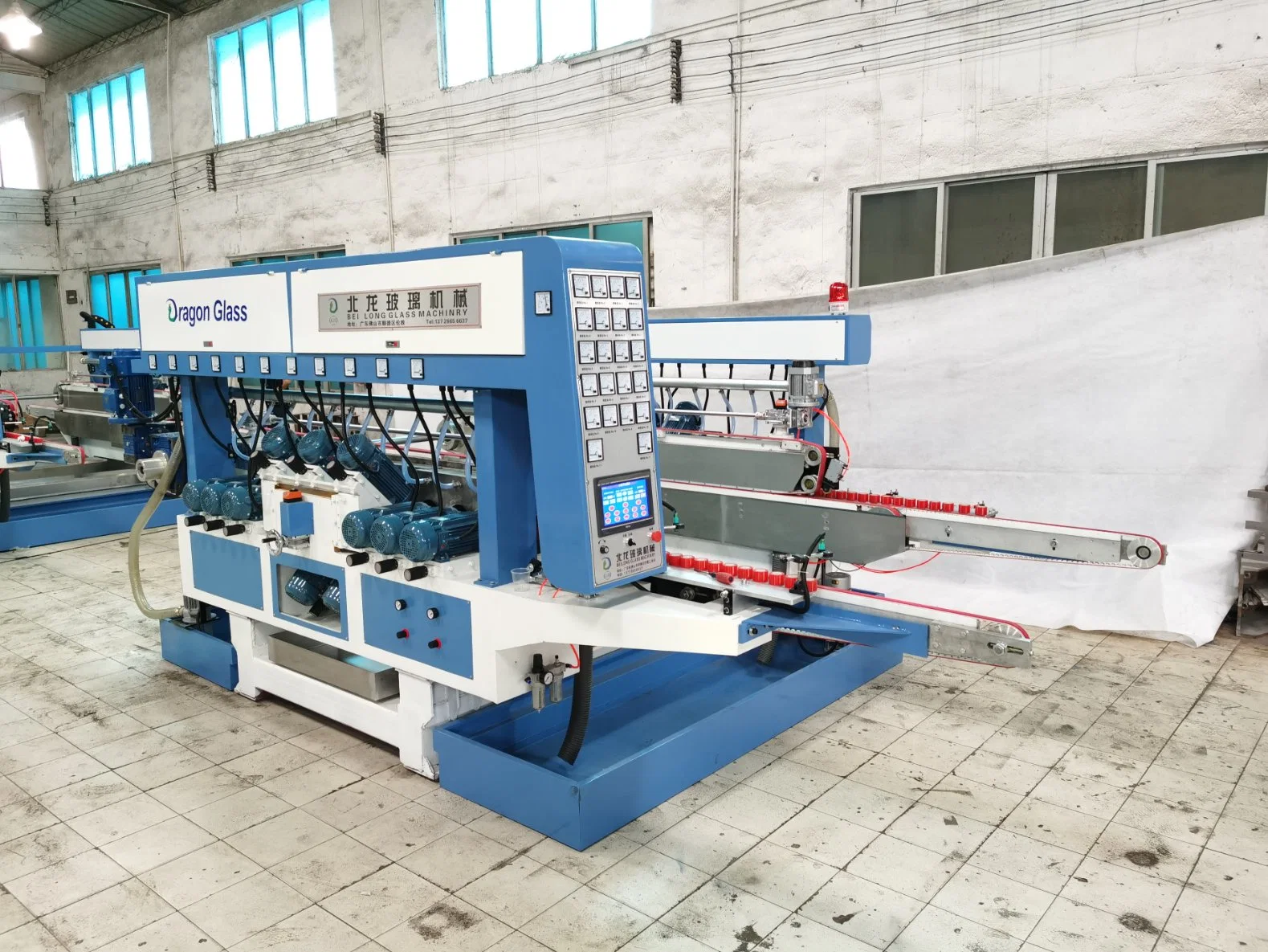 Window and Door Glass Double Edging Machine Processing Line in PLC Control with High Efficiency