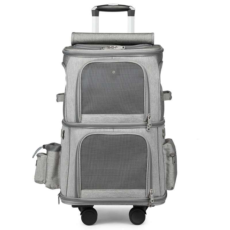 Double-Layer Bag Outdoor Travel Universal Wheel Folding Trolley Carrier Pet Luggage