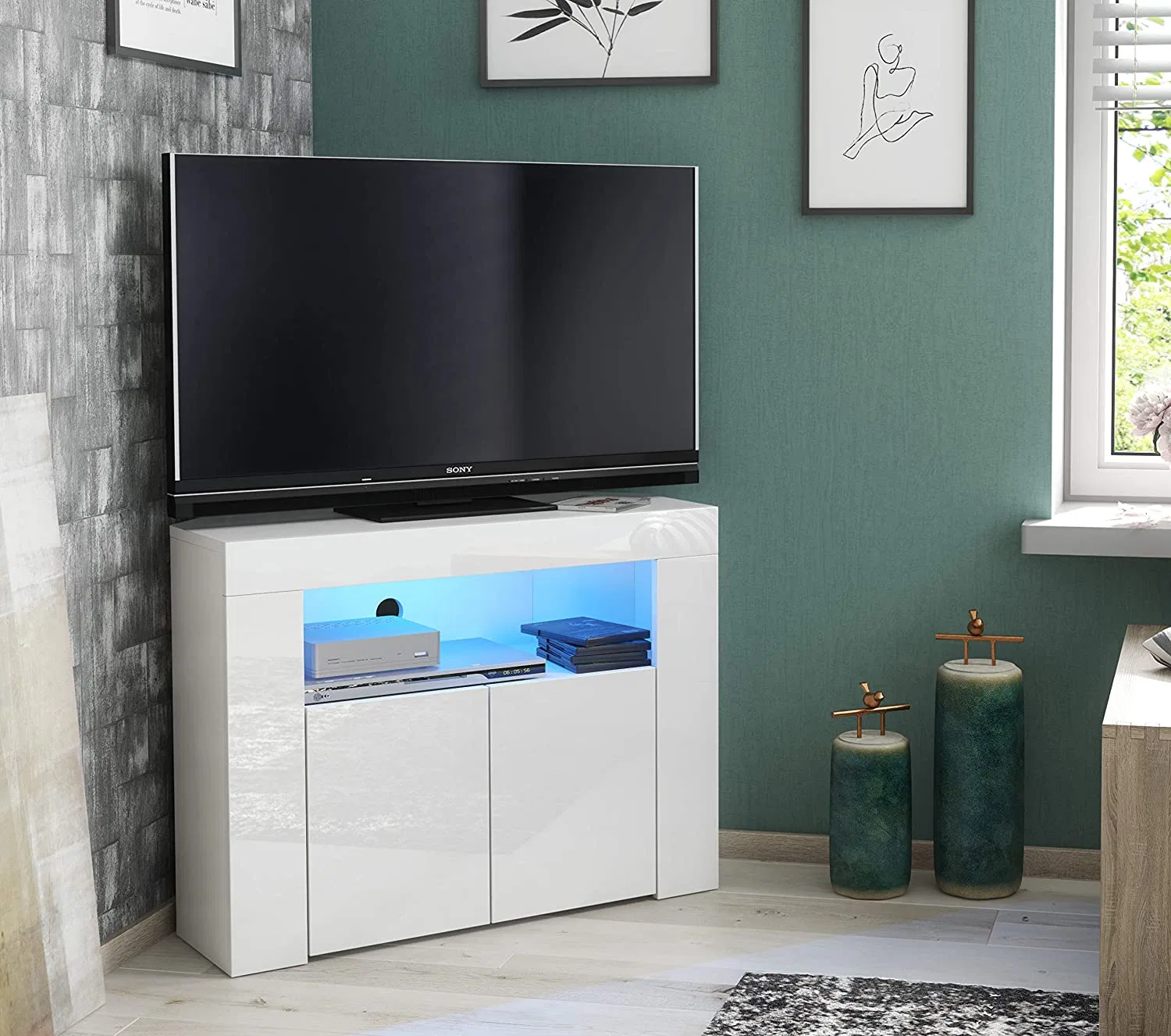 Weiß TV-Standmöbel modernen TV-Standfuß zwei Schubladen TV Steh