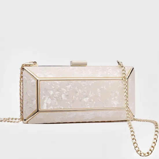 Handbag Manufacturer, OEM/ODM Wholesale/Supplier Factory, Square Acrylic Clutch Bag with Metal Frame Women Evening Bag Party Clutch Lady Handbag