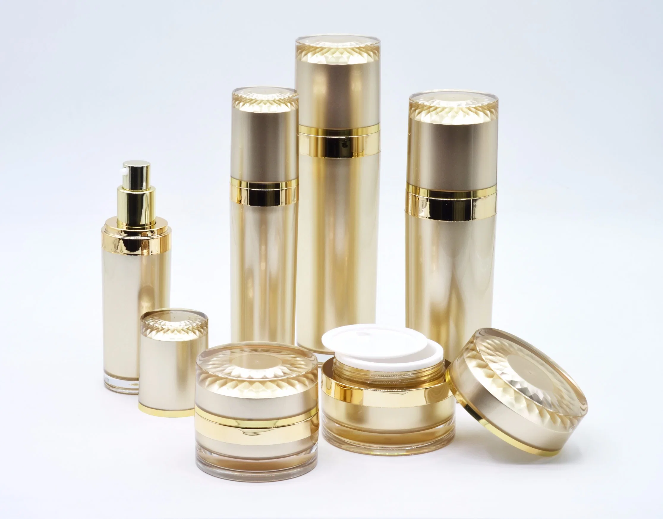 Cosmetic Acrylic Cream Jars with Golden Cap