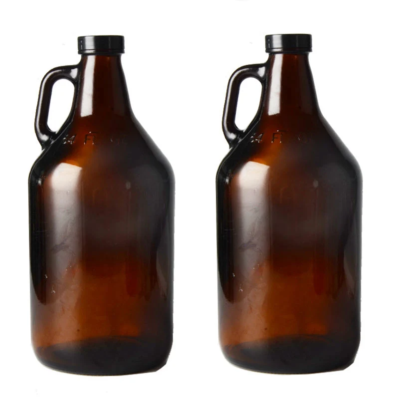 2 litro de cerveza de vidrio ámbar almacenamiento sellado Growler Botella de vino de California