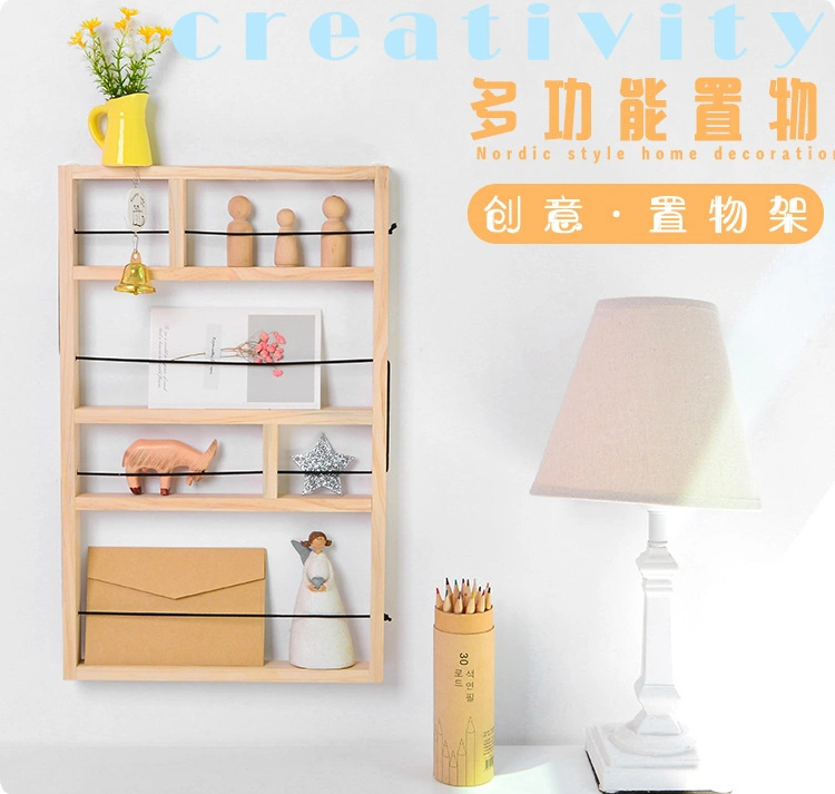 Multi-Functional Wooden Geometric Multilayer Wall Hanging Shelf Kindergarten Household Decorative Arts and Crafts