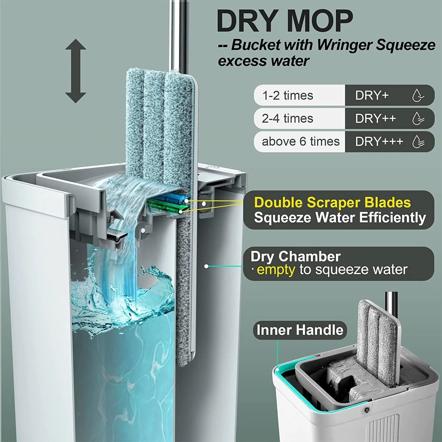 Limpeza de chão Wet-Dry Sistema Use as mãos livres Mop Balde espremedor definido