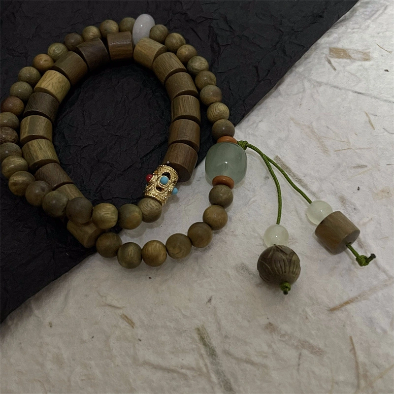 Vintage Handstring de bois de santal naturelles Bodhi nouveau Lotus Bouddha BEAD Handjewelry chinois