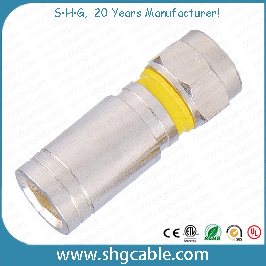 F Compression Connector for RF Coaxial Cable Rg59/RG6/Rg11