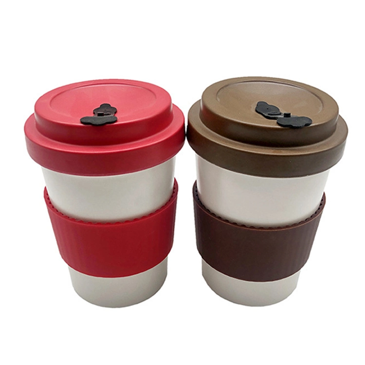 Reusable Biodegradable Custom Printed Biodegradable Coffee Cups Eco-Frindly Mugs with Silicone Sleeve and Cover