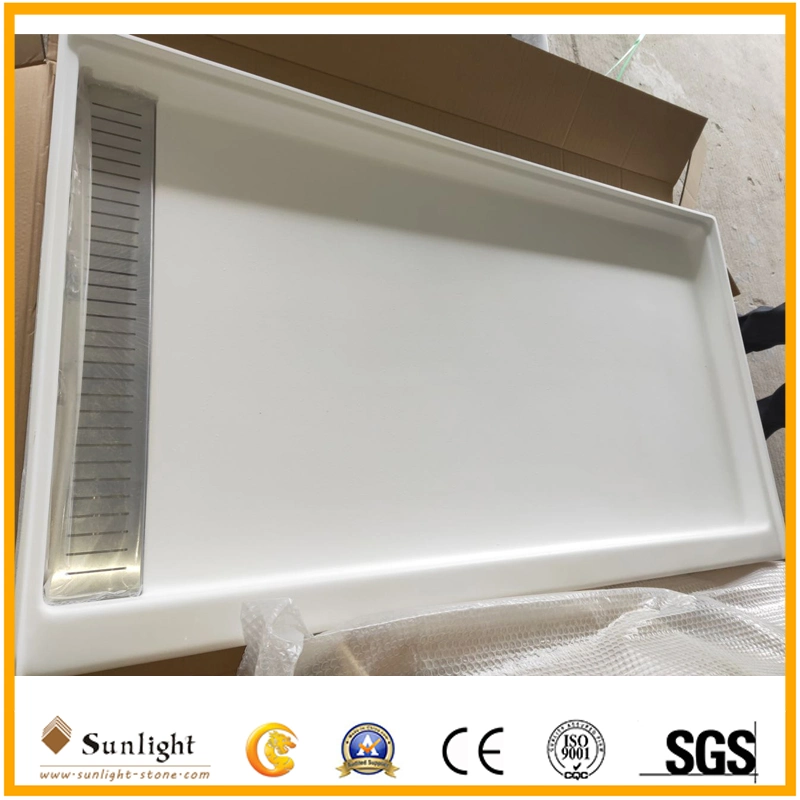 Trench Drain Cultured Marble Shower Base Stainless Steel Shower Pan/Tray 60&prime; &prime; X32&prime; &prime; X4&prime; &prime; for Us Hotel