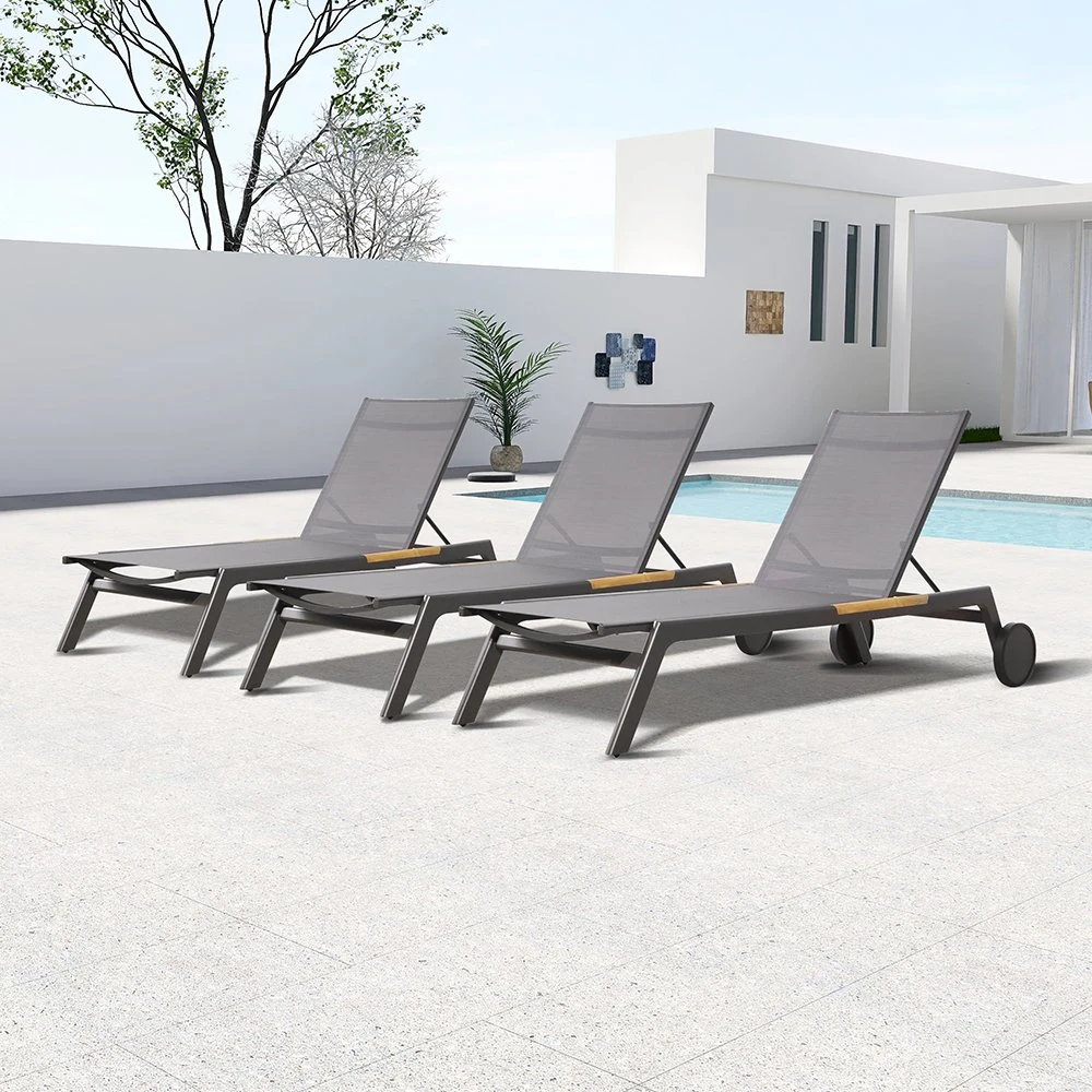 Swimming Pool Chair Outdoor Aluminum Beach Upholstery Lounge Chaises Pool Chairs Sun Lounger Furniture