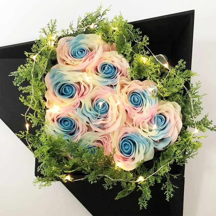 Handmade Rainbow Rose Mixed Color 8cm Artificial Flower Soap Roses Head