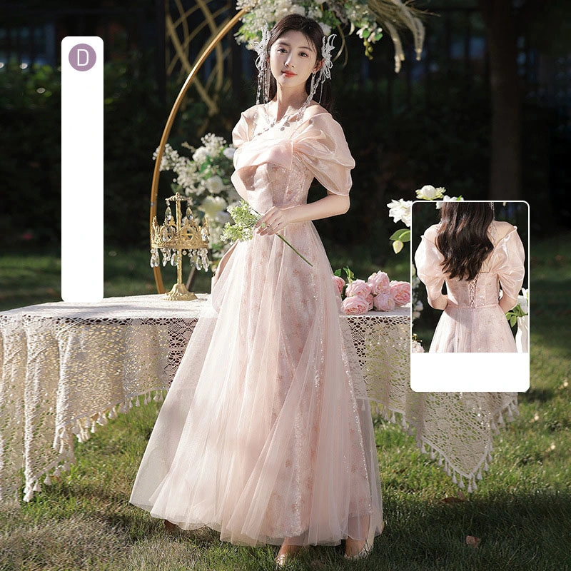 Yb24 Wedding Bridesmaid Dress Pink Temperament Girl Evening Dress